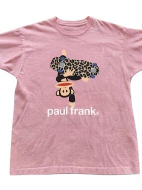 Paul Frank Pink Graphic Dog T-Shirt with Skateboard Monkey